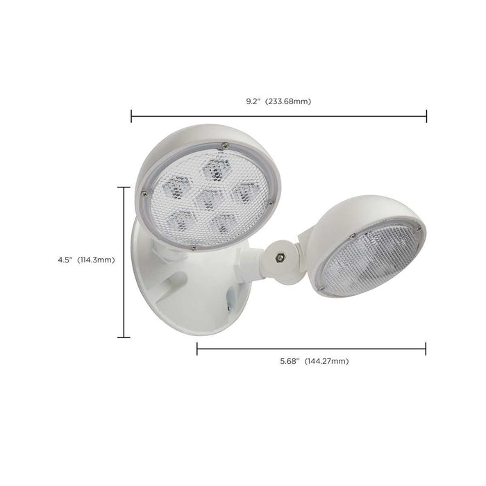 Emergency Light Satco 67-143 Remote Emergency Light - 1.5 Watt - Weatherproof Low Power Dual Head - White Finish - 3.6 Volt Satco