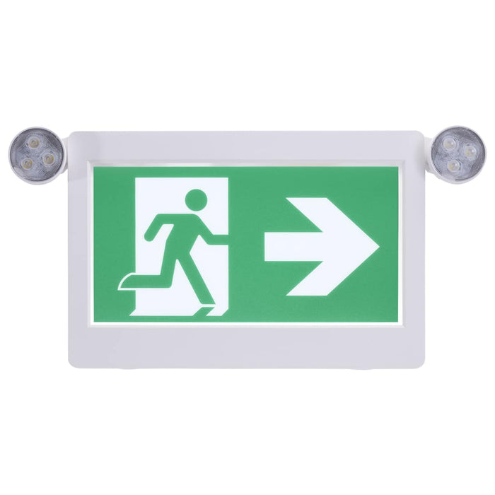 Exit Sign Satco 67-511 Running Man Green Combo Exit Sign/Emergency Light - 120-347V - 2HR backup - Single/Dual Face - Universal Mounting - Thermoplastic - High Output lamps - White Finish Satco