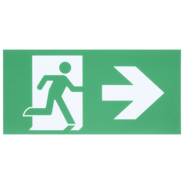 Exit Sign Satco 67-530 Running Man Green Edge Lit Exit Sign - 120-347V - 2HR backup - Single/Dual Face - Universal Surface or Recessed Mounting - Pivoting Panel - Brushed Aluminum Finish Satco