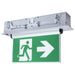 Exit Sign Satco 67-530 Running Man Green Edge Lit Exit Sign - 120-347V - 2HR backup - Single/Dual Face - Universal Surface or Recessed Mounting - Pivoting Panel - Brushed Aluminum Finish Satco