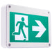 Exit Sign Satco 67-561 Running Man Green Exit Sign - 120/347V - 2HR backup - Single/Dual Face - Universal Mounting - Wet Location - Low Temperature - White Finish Satco