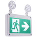 Exit Sign Satco 67-572 Running Man Green Combo Exit Sign/Emergency Light - 120/347V - 2HR backup - Single/Dual Face - Universal Mounting - Wet Location - Low Temperature - White Finish Satco
