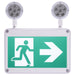 Exit Sign Satco 67-573 Running Man Green Combo Exit Sign/Emergency Light - 120/347V - 2HR backup - Single/Dual Face - Universal Mounting - Wet Location - Low Temperature - Remote-Capable - White Finish Satco
