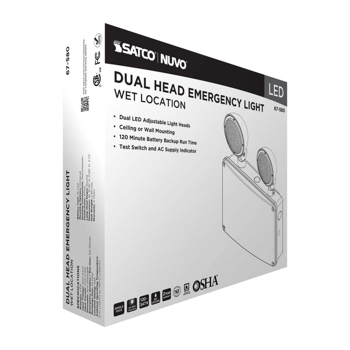 Emergency Light Satco 67-580 Emergency Light - 120-347V - 2HR Backup - Universal Mounting - Wet Location - White Finish Satco
