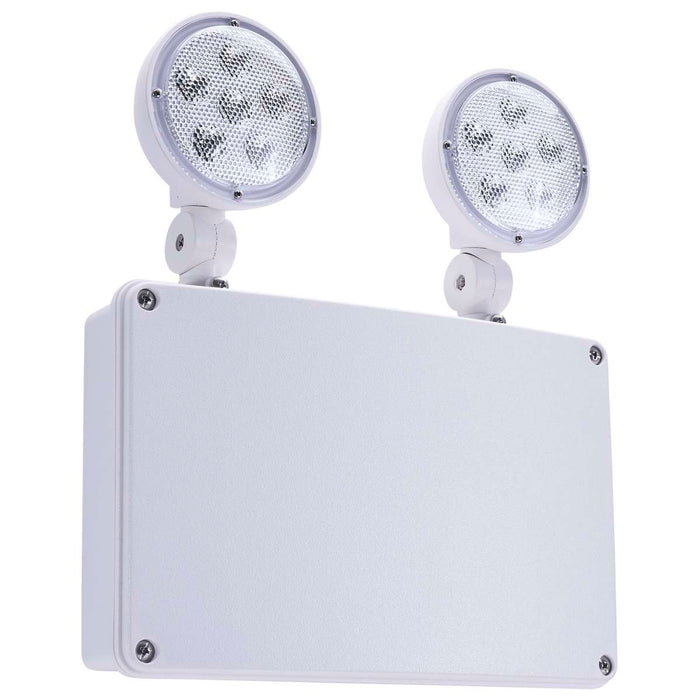 Emergency Light Satco 67-583 Emergency Light - 120-347V - 2HR Backup - Universal Mounting - Wet Location - Low Temperature - Remote Compatible - White Finish Satco