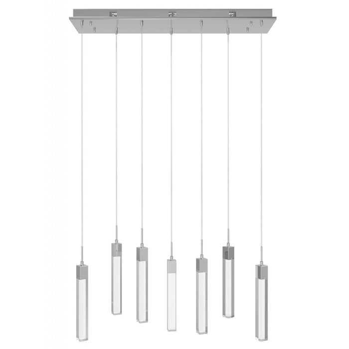 Multi-Light Pendant Avenue Lighting HF1900-7-GL-CH-C The Original Glacier 7-Light 47"W LED Pendant in Polished Chrome/Clear Crystals Avenue Lighting