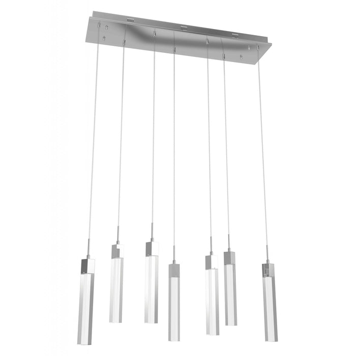 Multi-Light Pendant Avenue Lighting HF1900-7-GL-CH-C The Original Glacier 7-Light 47"W LED Pendant in Polished Chrome/Clear Crystals Avenue Lighting