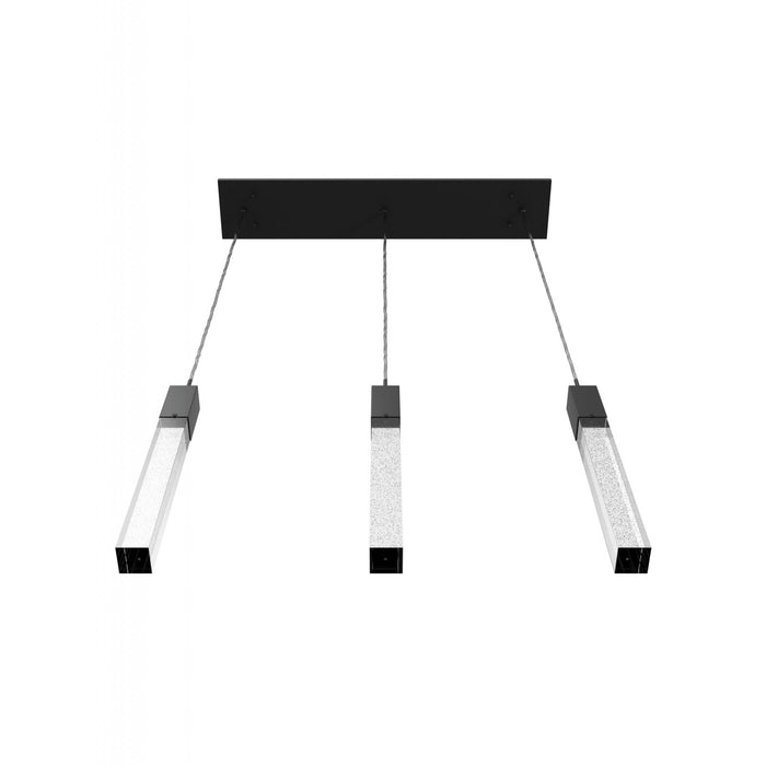 Multi-Light Pendant Avenue Lighting HF1900-3-GL-BK The Original Glacier 3-Light 37"W Linear LED Pendant in Black/Bubbled Crystals Avenue Lighting