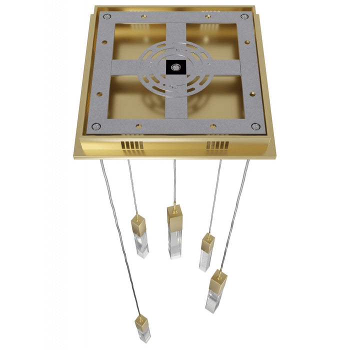 Multi-Light Pendant Avenue Lighting HF1900-5-GL-BB The Original Glacier 5-Light 12"W LED Pendant in Polished Chrome/Bubbled Crystals in Brushed Brass Avenue Lighting