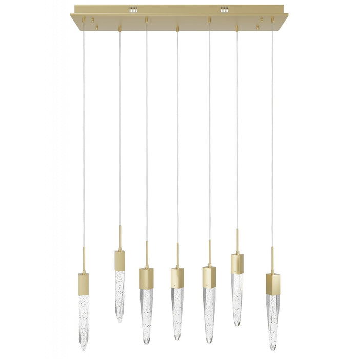 Multi-Light Pendant Avenue Lighting HF1900-7-AP-BB Aspen 7-Light 47"W LED Pendant in Brushed Brass/Bubbled Crystals Avenue Lighting