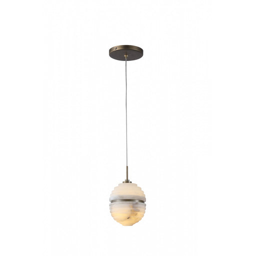 Pendant Light Avenue Lighting HF2902-AB Sedona 1-Light 5"W Round Ribbed Alabaster Pendant in Aged Brass in Alabaster / Aged Brass Avenue Lighting