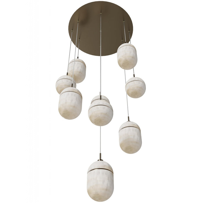 Multi-Light Pendant Avenue Lighting HF2909-AB Sedona 9-Light 20"W Alabaster Pendant in Aged Brass in Alabaster / Aged Brass Avenue Lighting