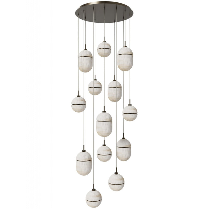 Multi-Light Pendant Avenue Lighting HF2913-AB Sedona 13-Light 23"W Alabaster Pendant in Aged Brass in Alabaster / Aged Brass Avenue Lighting
