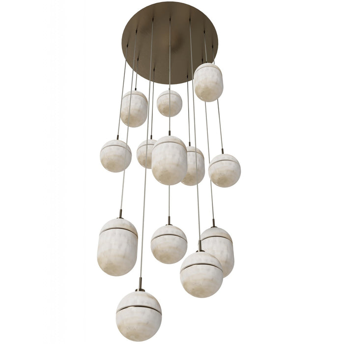 Multi-Light Pendant Avenue Lighting HF2913-AB Sedona 13-Light 23"W Alabaster Pendant in Aged Brass in Alabaster / Aged Brass Avenue Lighting
