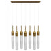 Multi-Light Pendant Avenue Lighting HF7407-AB Tribeca 7-Light Pendant in Aged Brass/White Glass Avenue Lighting