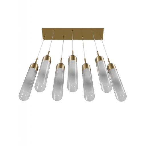 Multi-Light Pendant Avenue Lighting HF7407-AB Tribeca 7-Light Pendant in Aged Brass/White Glass Avenue Lighting