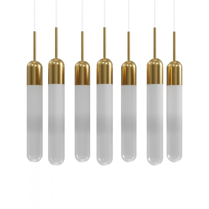 Multi-Light Pendant Avenue Lighting HF7407-AB Tribeca 7-Light Pendant in Aged Brass/White Glass Avenue Lighting
