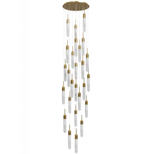 Multi-Light Pendant Avenue Lighting HF7425-AB Tribeca 25-Light 28"W Pendant in Aged Brass/White Glass Avenue Lighting