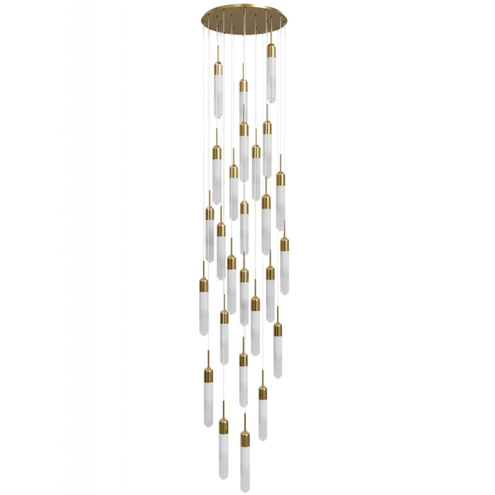 Multi-Light Pendant Avenue Lighting HF7425-AB Tribeca 25-Light 28"W Pendant in Aged Brass/White Glass Avenue Lighting