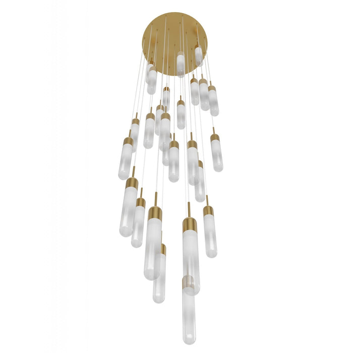 Multi-Light Pendant Avenue Lighting HF7425-AB Tribeca 25-Light 28"W Pendant in Aged Brass/White Glass Avenue Lighting