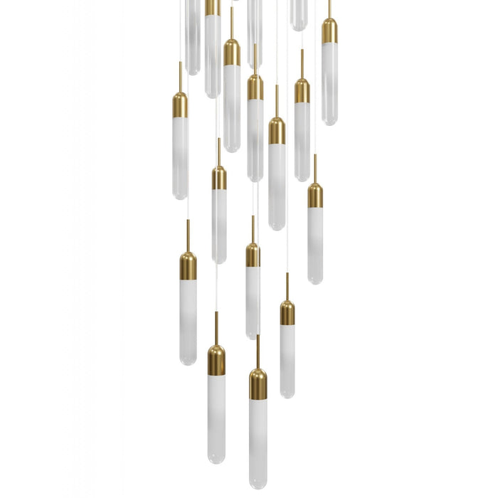 Multi-Light Pendant Avenue Lighting HF7425-AB Tribeca 25-Light 28"W Pendant in Aged Brass/White Glass Avenue Lighting