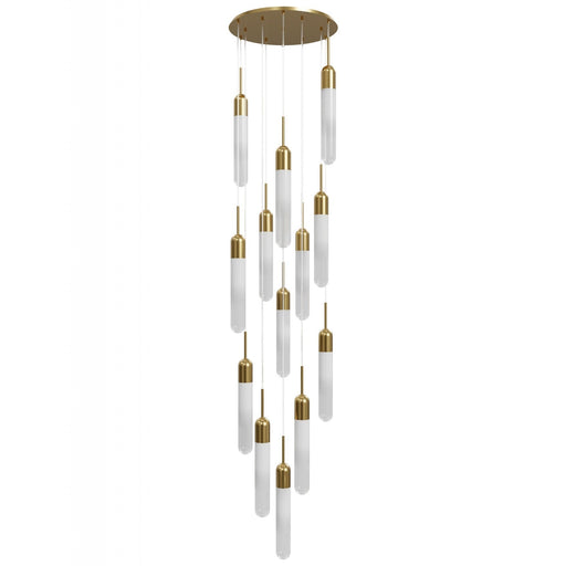 Multi-Light Pendant Avenue Lighting HF7413-AB Tribeca 13-Light 19"W Pendant in Aged Brass/White Glass Avenue Lighting