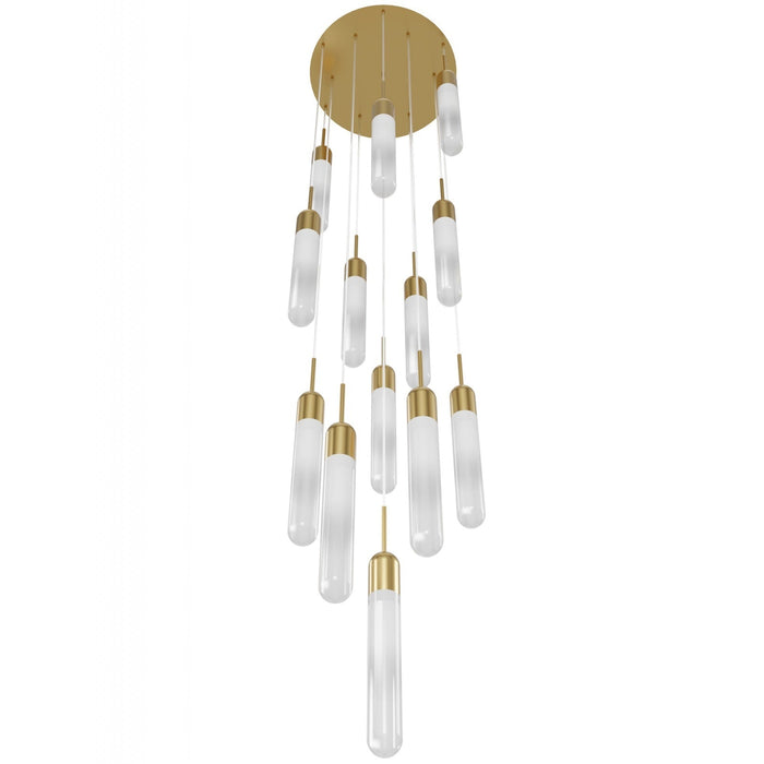 Multi-Light Pendant Avenue Lighting HF7413-AB Tribeca 13-Light 19"W Pendant in Aged Brass/White Glass Avenue Lighting