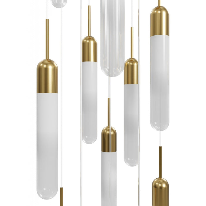 Multi-Light Pendant Avenue Lighting HF7413-AB Tribeca 13-Light 19"W Pendant in Aged Brass/White Glass Avenue Lighting