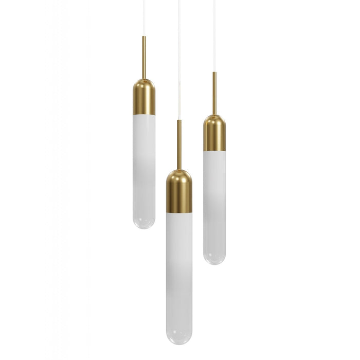 Multi-Light Pendant Avenue Lighting HF7403-AB Tribeca 3-Light 12"W Pendant in Aged Brass/White Glass Avenue Lighting