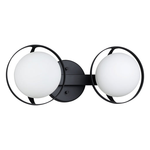 Vanity Light Thesis 206969A Parker 16 inch 2 light Matte Black Vanity Light with Etched Opal Glass Shades THESIS