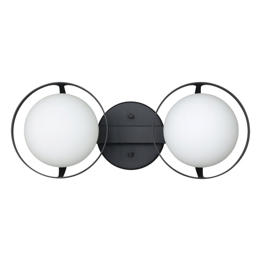 Vanity Light Thesis 206969A Parker 16 inch 2 light Matte Black Vanity Light with Etched Opal Glass Shades THESIS