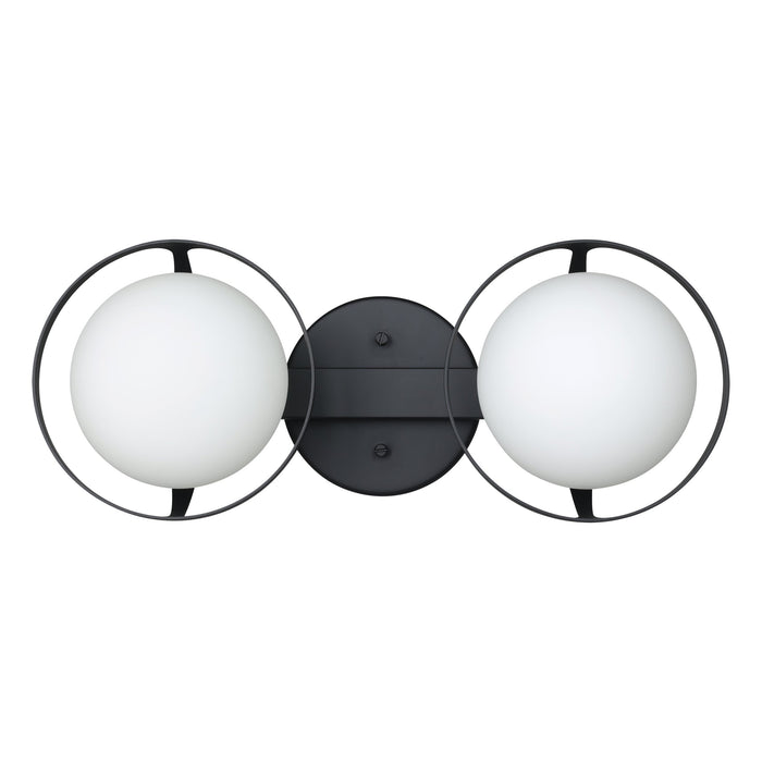 Vanity Light Thesis 206969A Parker 16 inch 2 light Matte Black Vanity Light with Etched Opal Glass Shades THESIS