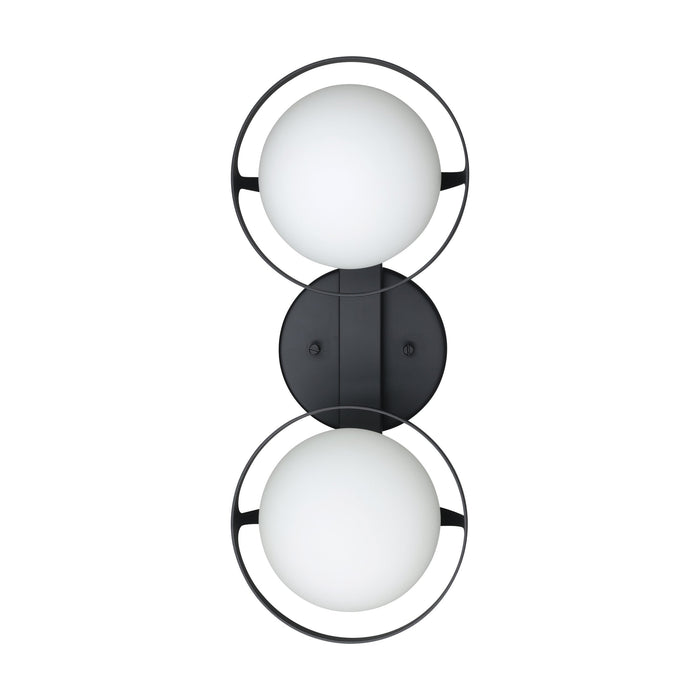 Vanity Light Thesis 206969A Parker 16 inch 2 light Matte Black Vanity Light with Etched Opal Glass Shades THESIS