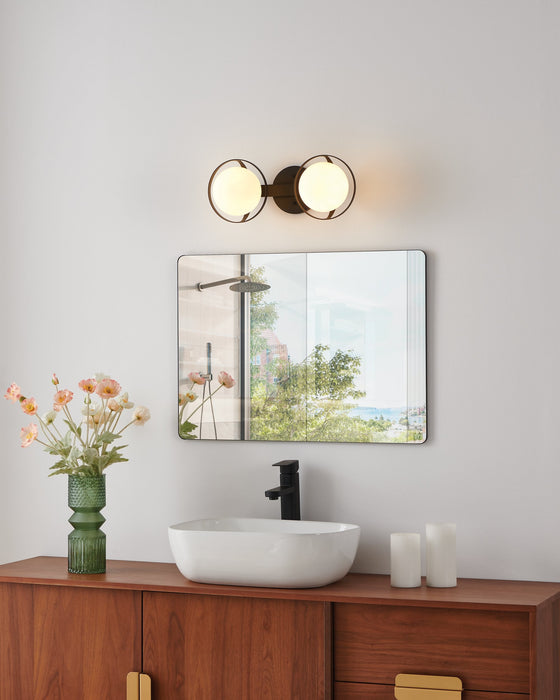 Vanity Light Thesis 206969A Parker 16 inch 2 light Matte Black Vanity Light with Etched Opal Glass Shades THESIS