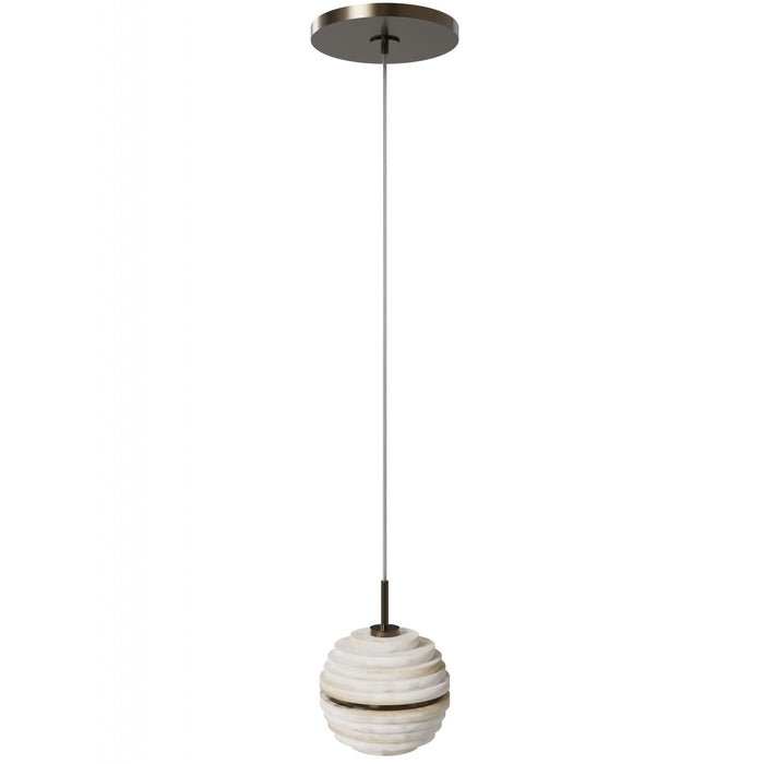 Pendant Light Avenue Lighting HF2902-AB Sedona 1-Light 5"W Round Ribbed Alabaster Pendant in Aged Brass in Alabaster / Aged Brass Avenue Lighting
