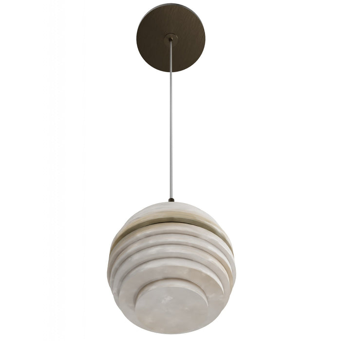 Pendant Light Avenue Lighting HF2902-AB Sedona 1-Light 5"W Round Ribbed Alabaster Pendant in Aged Brass in Alabaster / Aged Brass Avenue Lighting