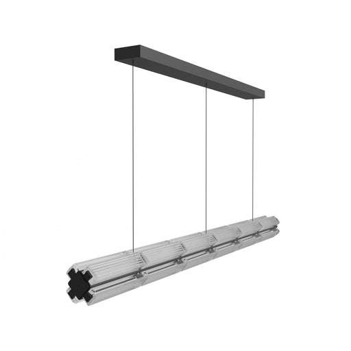 Pendant Light Avenue Lighting HF7886-BK Fremont 78"W Linear LED Pendant in Black/Clear Ribbed Glass Avenue Lighting