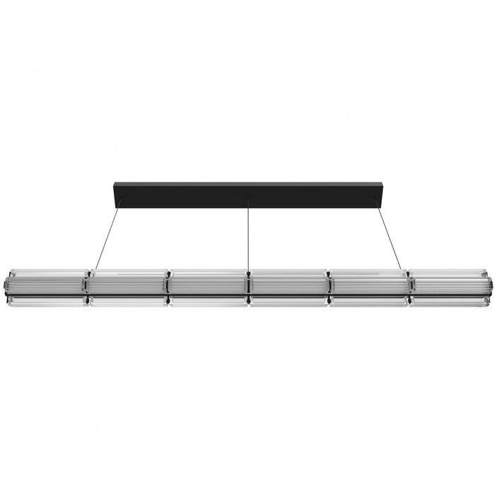 Pendant Light Avenue Lighting HF7886-BK Fremont 78"W Linear LED Pendant in Black/Clear Ribbed Glass Avenue Lighting
