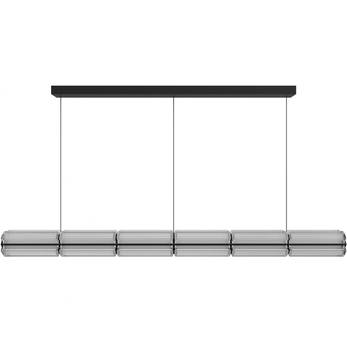 Pendant Light Avenue Lighting HF7886-BK Fremont 78"W Linear LED Pendant in Black/Clear Ribbed Glass Avenue Lighting