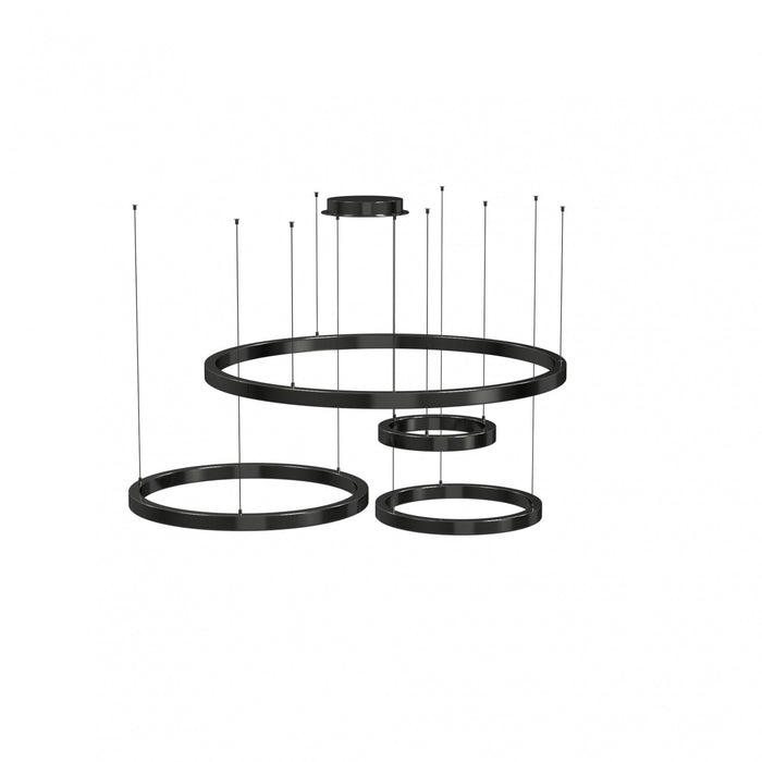 Multi-Light Pendant Avenue Lighting HF4444-BK Aria 4-Ring 64"W LED Pendant in Polished Black Gunmetal Chrome Avenue Lighting