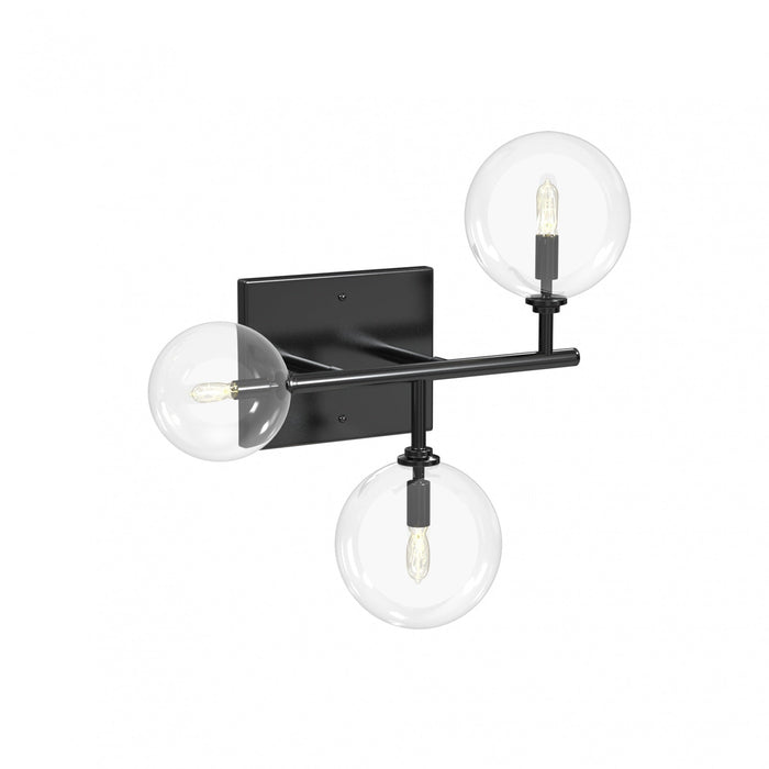 Wall Sconce Avenue Lighting HF4203-BK Delilah 3-Light 18"W Wall Sconce in Black/Clear Glass Avenue Lighting