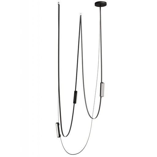 Pendant Light Avenue Lighting HF7203-G400-BLK Fremont Belt 3-Light 275"L Pendant in Black/Clear Ribbed Glass Bars Avenue Lighting