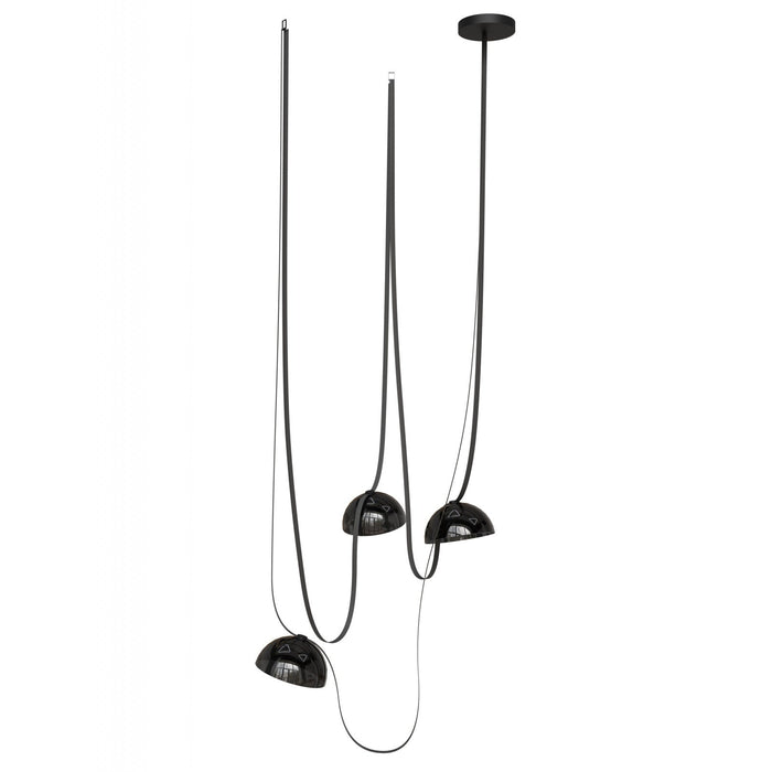 Pendant Light Avenue Lighting HF7203-G102-BLK Fremont Belt 3-Light 275"L Pendant in Black/Smoked Glass Bowl Avenue Lighting