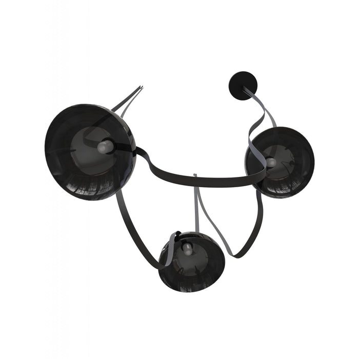 Pendant Light Avenue Lighting HF7203-G102-BLK Fremont Belt 3-Light 275"L Pendant in Black/Smoked Glass Bowl Avenue Lighting