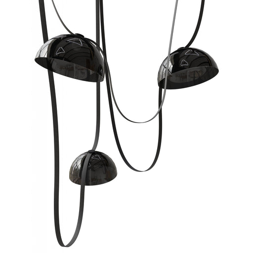 Pendant Light Avenue Lighting HF7203-G102-BLK Fremont Belt 3-Light 275"L Pendant in Black/Smoked Glass Bowl Avenue Lighting
