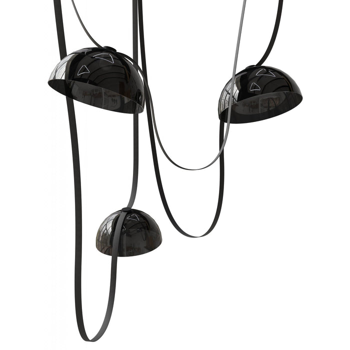 Pendant Light Avenue Lighting HF7203-G102-BLK Fremont Belt 3-Light 275"L Pendant in Black/Smoked Glass Bowl Avenue Lighting