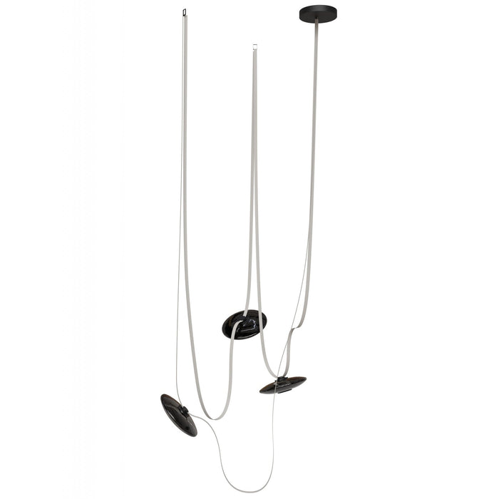 Pendant Light Avenue Lighting HF7203-G202-IVY Fremont Belt 3-Light 275"L Pendant in Ivory/Smoked Glass Disc Avenue Lighting