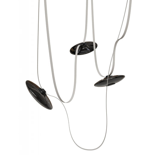 Pendant Light Avenue Lighting HF7203-G202-IVY Fremont Belt 3-Light 275"L Pendant in Ivory/Smoked Glass Disc Avenue Lighting