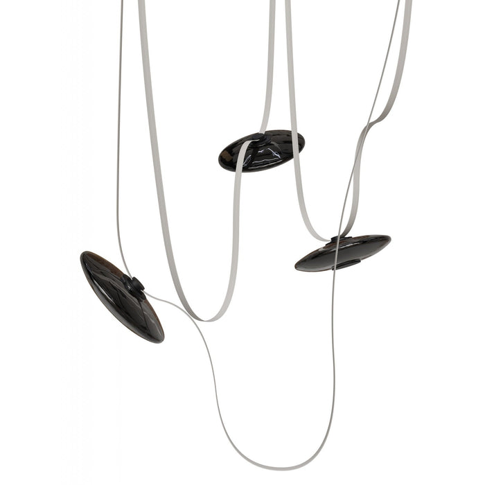 Pendant Light Avenue Lighting HF7203-G202-IVY Fremont Belt 3-Light 275"L Pendant in Ivory/Smoked Glass Disc Avenue Lighting