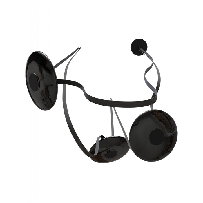Pendant Light Avenue Lighting HF7203-G202-BLK Fremont Belt 3-Light 275"L Pendant in Black/Smoked Glass Disc Avenue Lighting